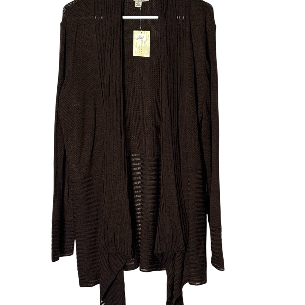 Carolyn Taylor Brown Cardigan Sweater Lightweight Knit - Picture 1 of 9